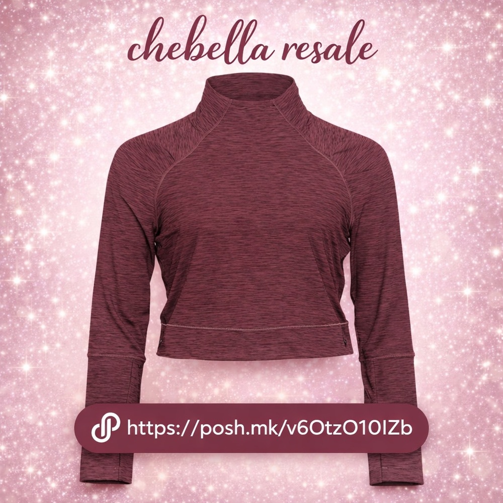 Prana Top Women Size Medium Zandra Funnel Neck Crop Long Sleeve Raisin Heather